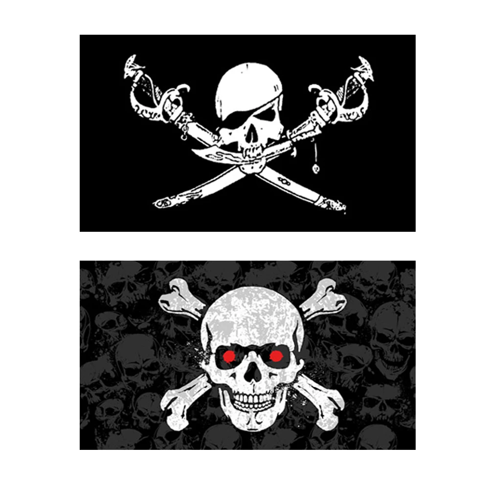 Bandera negra de Brethren de la Costa, 90x150cm, 3x5 pies, pancarta pirata de huesos cruzados con pila de calavera de Jolly Roger - imagen 2