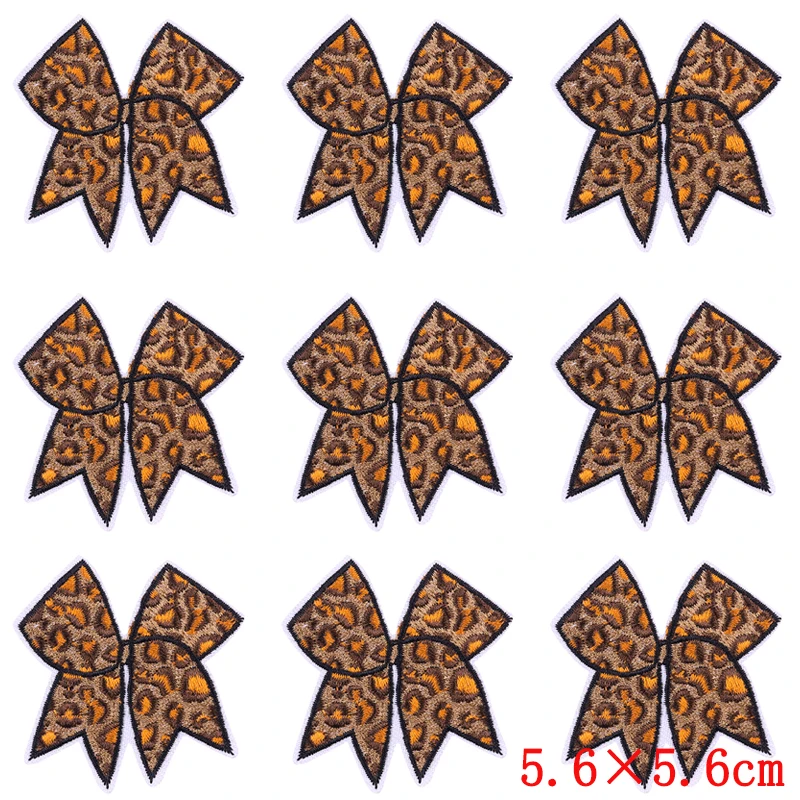 Parches con estampado de leopardo para ropa, parches bordados con letras de dibujos animados, apliques de insignia de costura, 10 unidades por lote - imagen 2