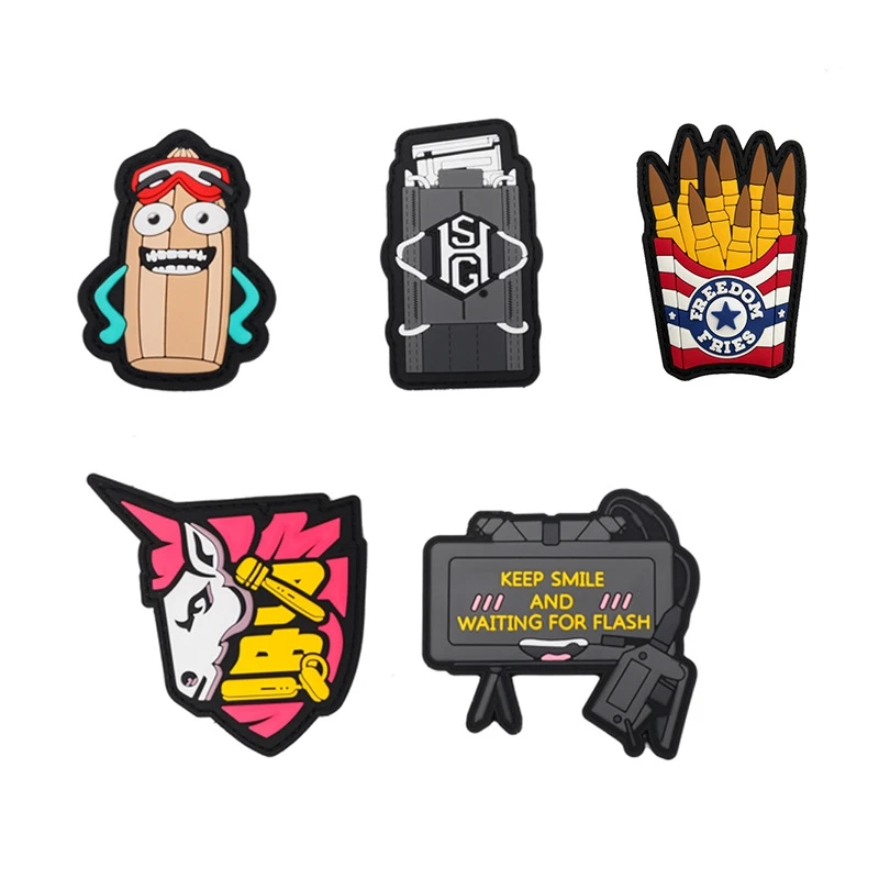 Mantener sonrisa parche luminoso de gancho y bucle de PVC, parches de accesorios de ropa, insignia moral al aire libre, insignias tácticas para mochila