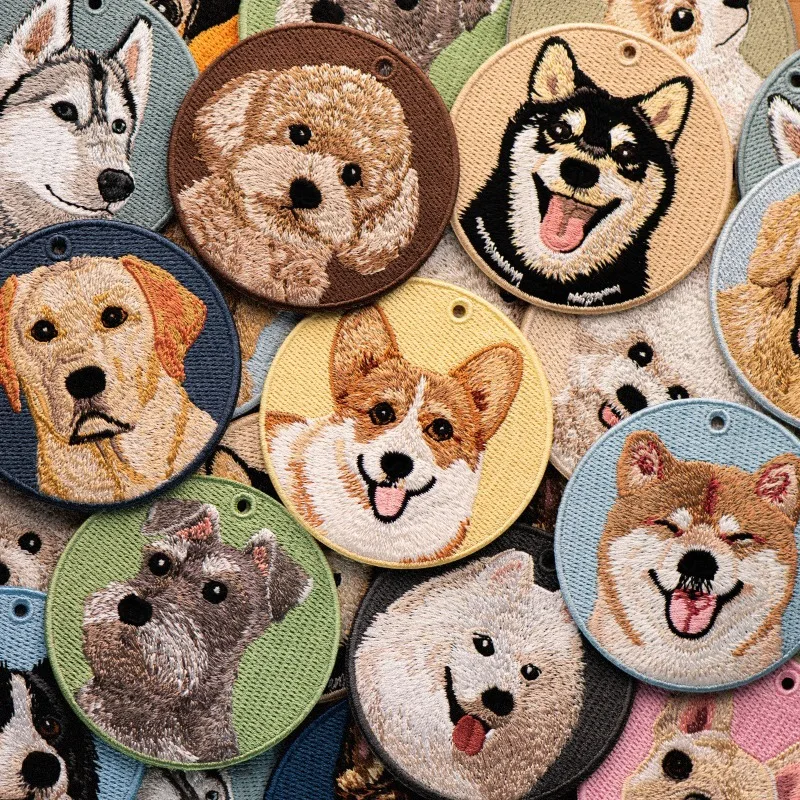 Lindo colgante de perro bordado de doble cara-Llavero Corgi Border Collie Golden Retriever, regalo para amantes de las mascotas para decoración de mochila de bolsos - imagen 5