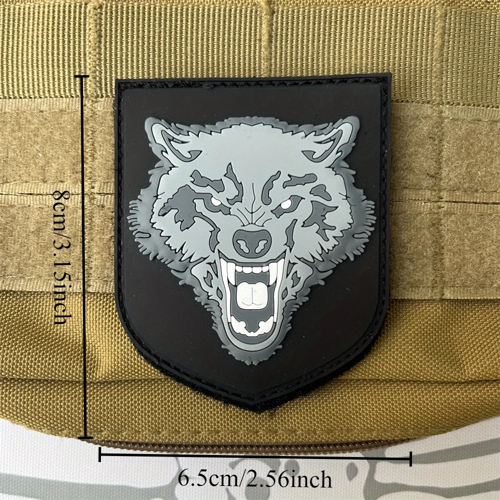Parche táctico de moral de hombre lobo, pegatina decorativa para mochila al aire libre, parches de gancho y bucle de PVC de lobo para ropa - imagen 3
