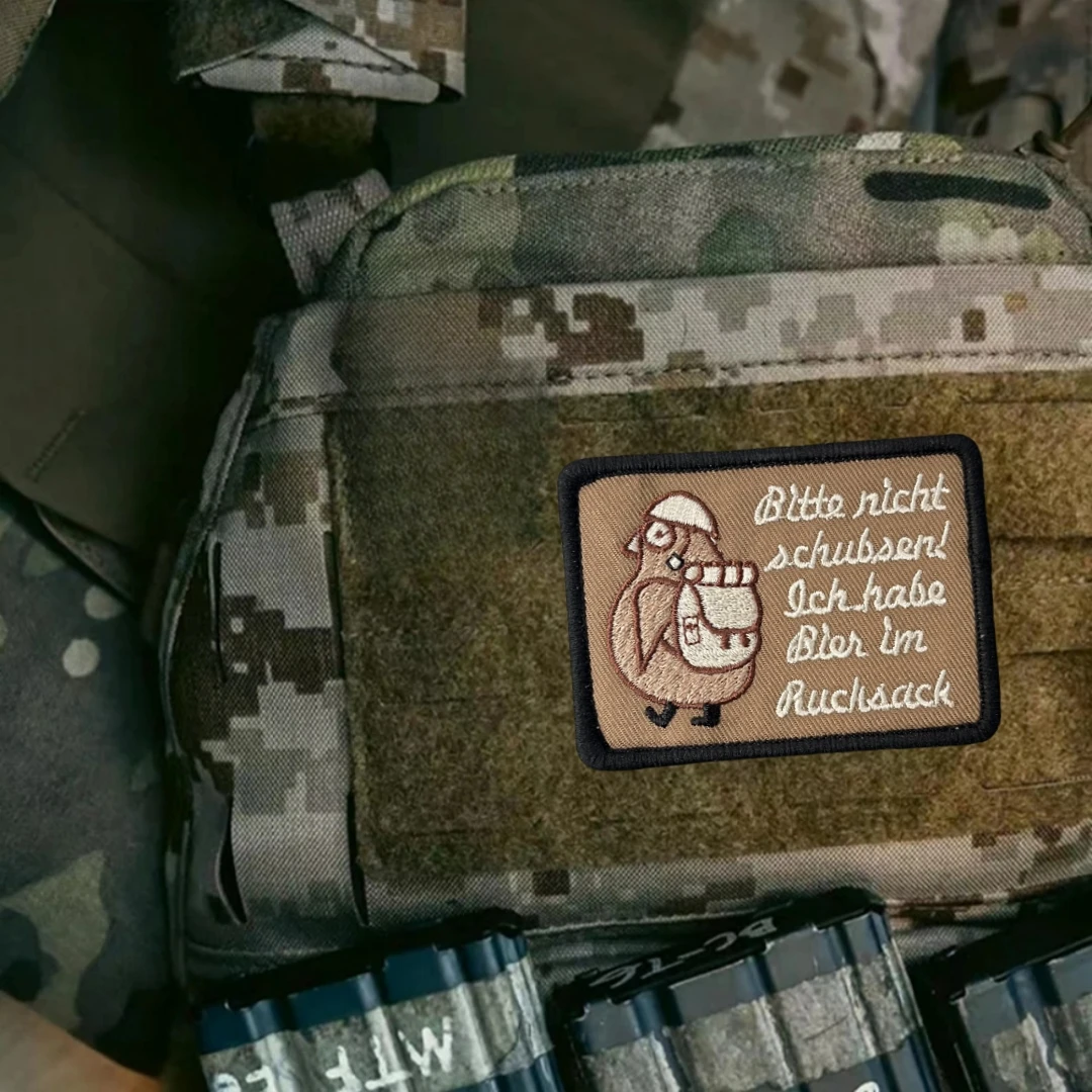 Bitte Nicht Schubsen parche táctico, insignia moral, pegatina de mochila, parches bordados de gancho y bucle para ropa - imagen 3