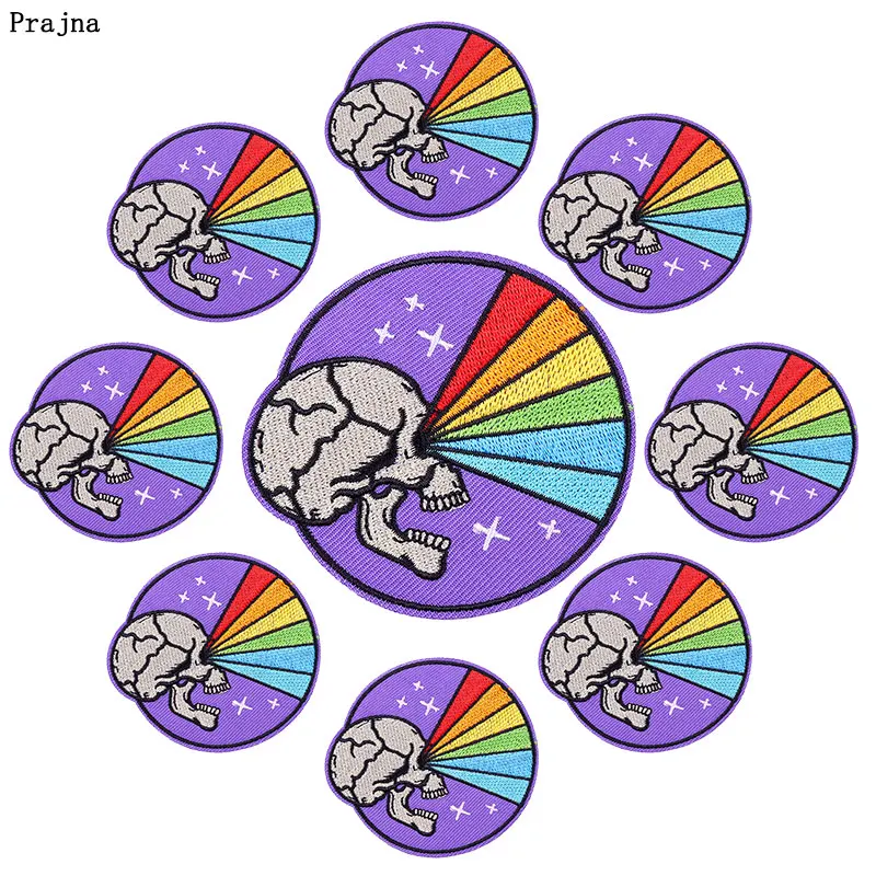 Prajna-parches estilo Punk Rock para planchar en la ropa, apliques con insignias de Calavera, pegatinas para ropa, costura DIY, 10 piezas - imagen 5