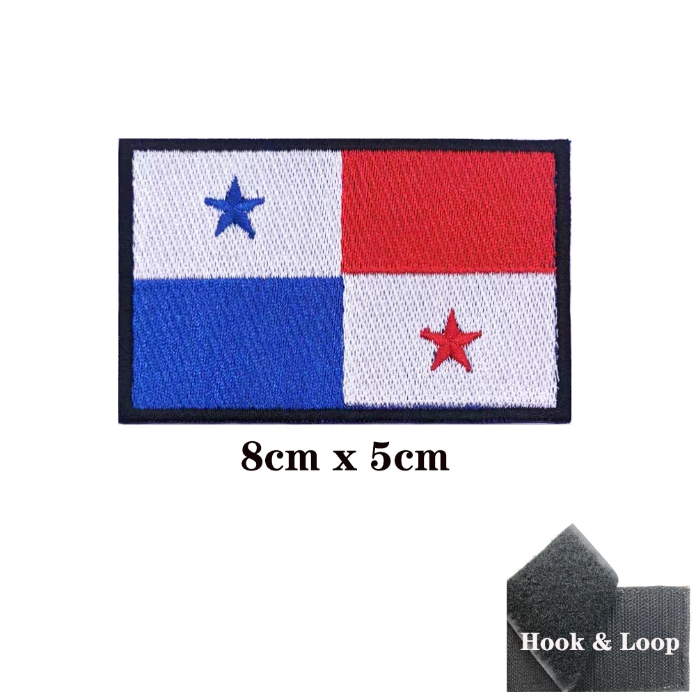 Parches de bandera de Panamá, brazalete, parche bordado, gancho y bucle, insignia bordada con hierro, raya militar - imagen 3