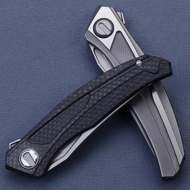 Kinfes cuchillo táctico plegable de acero VG10, mango CF - imagen 5