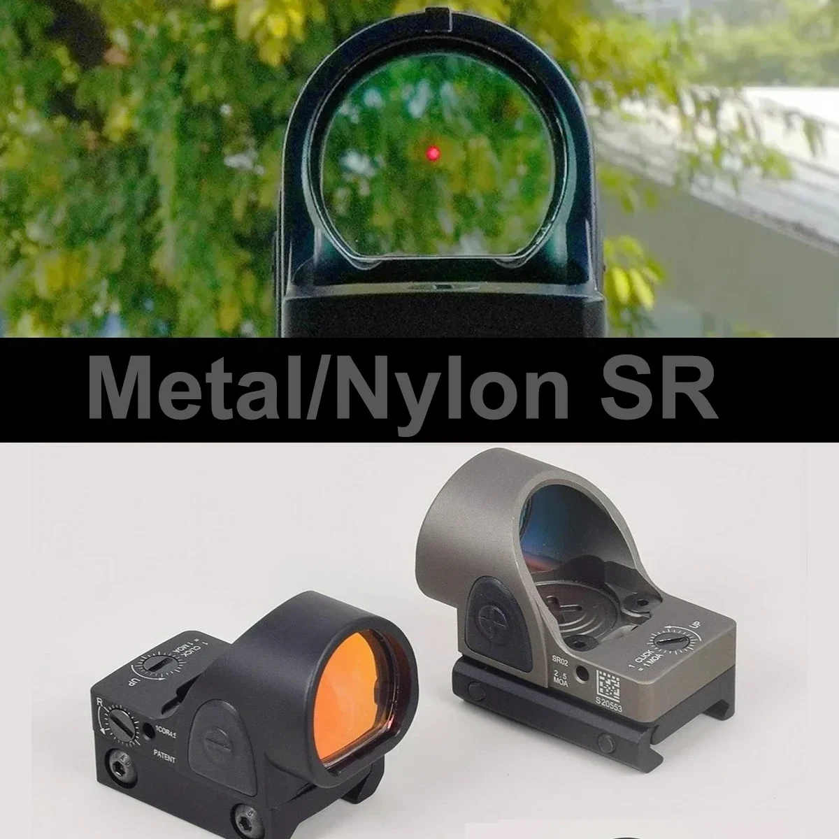 Mira telescópica táctica SR Red Dot, óptica de punto rojo, colimador compatible con riel de 20mm RMT, mira para Rifle, caza, Airsoft con logotipo - imagen 2