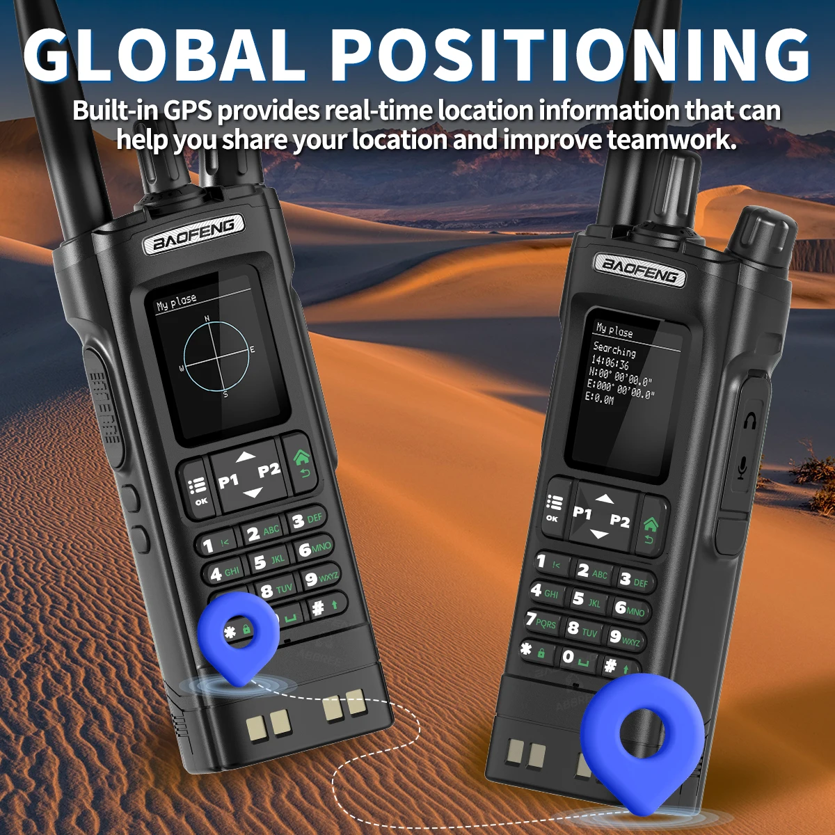 BAOFENG UV-32 GPS Walkie Talkie 10W Bluetooth teléfono aplicación programación multibanda AM 1000CH tipo C de largo alcance para UV-5R Ham Radio - imagen 3