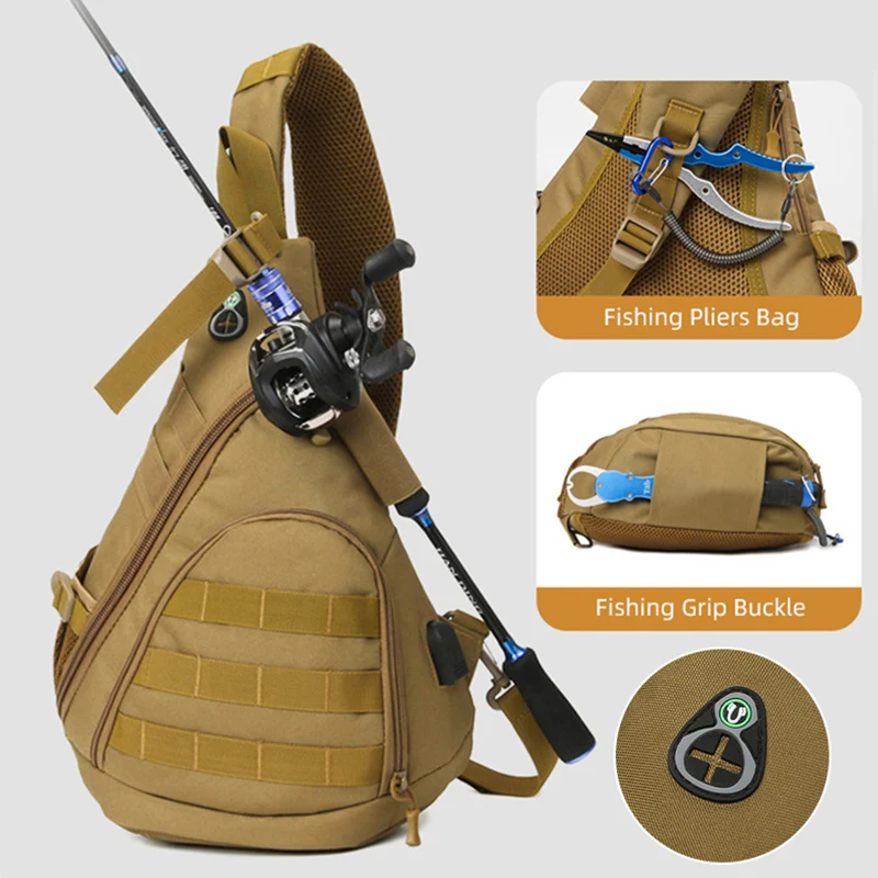 Bolsa de pecho táctica para deportes al aire libre, bolsa de señuelo de pesca, viaje, escalada, Camping, bolsa de hombro de camuflaje, bolsas portátiles ligeras - imagen 3