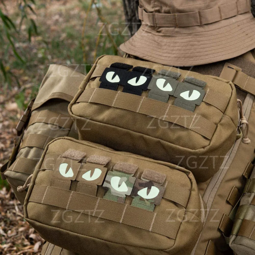 Parches tácticos de ojos de gato, parche de insignia que brilla en la oscuridad para casco táctico, bolsa, ropa, parches militares - imagen 3