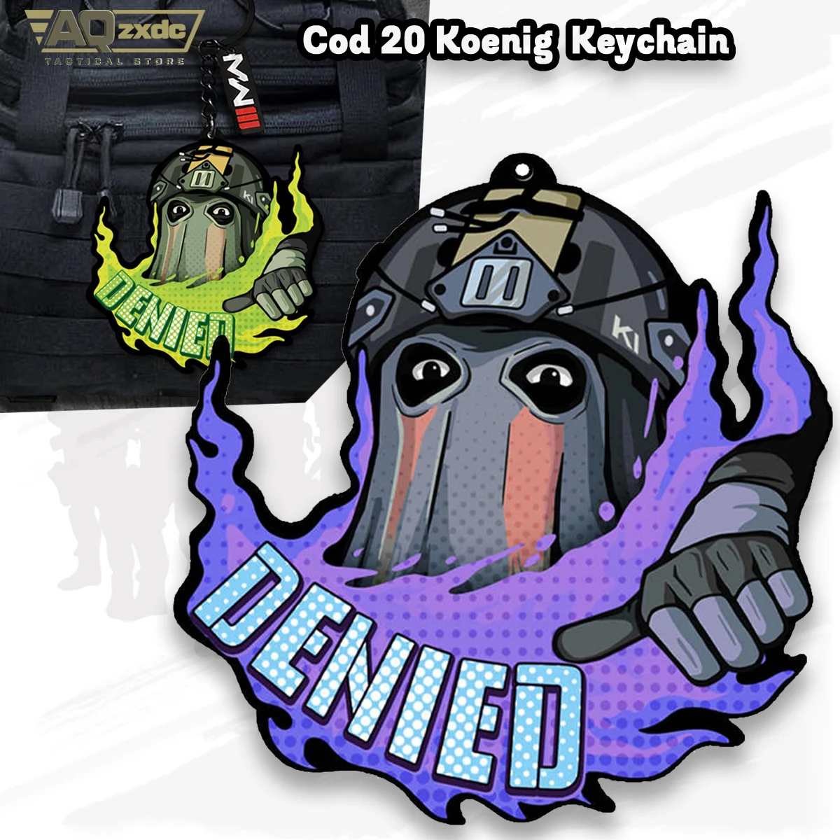 AQzxdc Cod 16 Konig llavero Call of Duty COD20 Konig refundido a solicitar etiqueta llavero colgante periférico universal