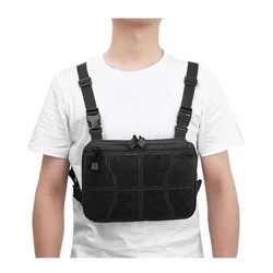 Bolsa táctica para el pecho para hombre, chaleco de pesca, mochila de viaje Molle de nailon para acampar y escalar, chaleco para exteriores, riñonera EDC