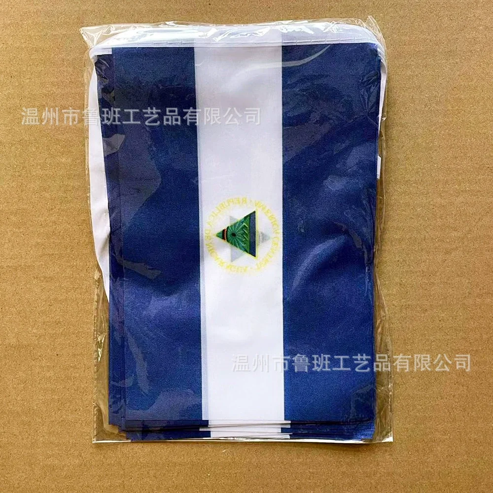 Bandera de Nicaragua con bandera de Nicaragua 14x21cm 20pcs/lot Nicaragua String flags banderbanner para la decoración de fiesta del Festival - imagen 2