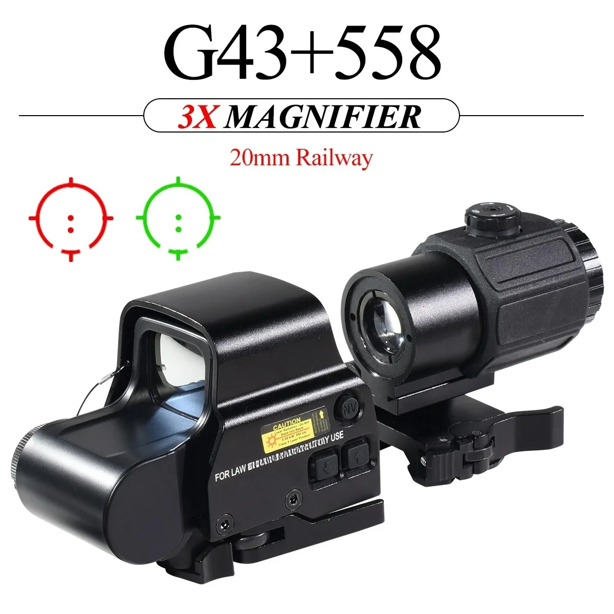ET CH 558 + G33/G43/G45 Mira holográfica verde punto rojo 3x5x airsoft - imagen 2