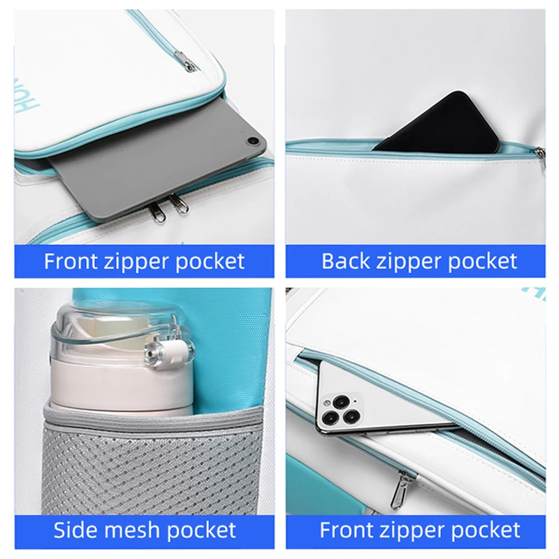 Mochila para raquetas de tenis y bádminton con bolsillo para zapatos, bolsas de entrenamiento para deportes al aire libre, almacenamiento grande para ordenador portátil para estudiantes, bolsa de viaje - imagen 4