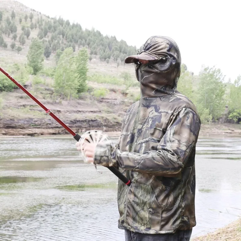 Traje de pesca fino y transpirable para hombre, resistente a los rayos UV, camuflaje biónico, fotografía de jungla, observación de aves, ropa de caza, verano - imagen 3