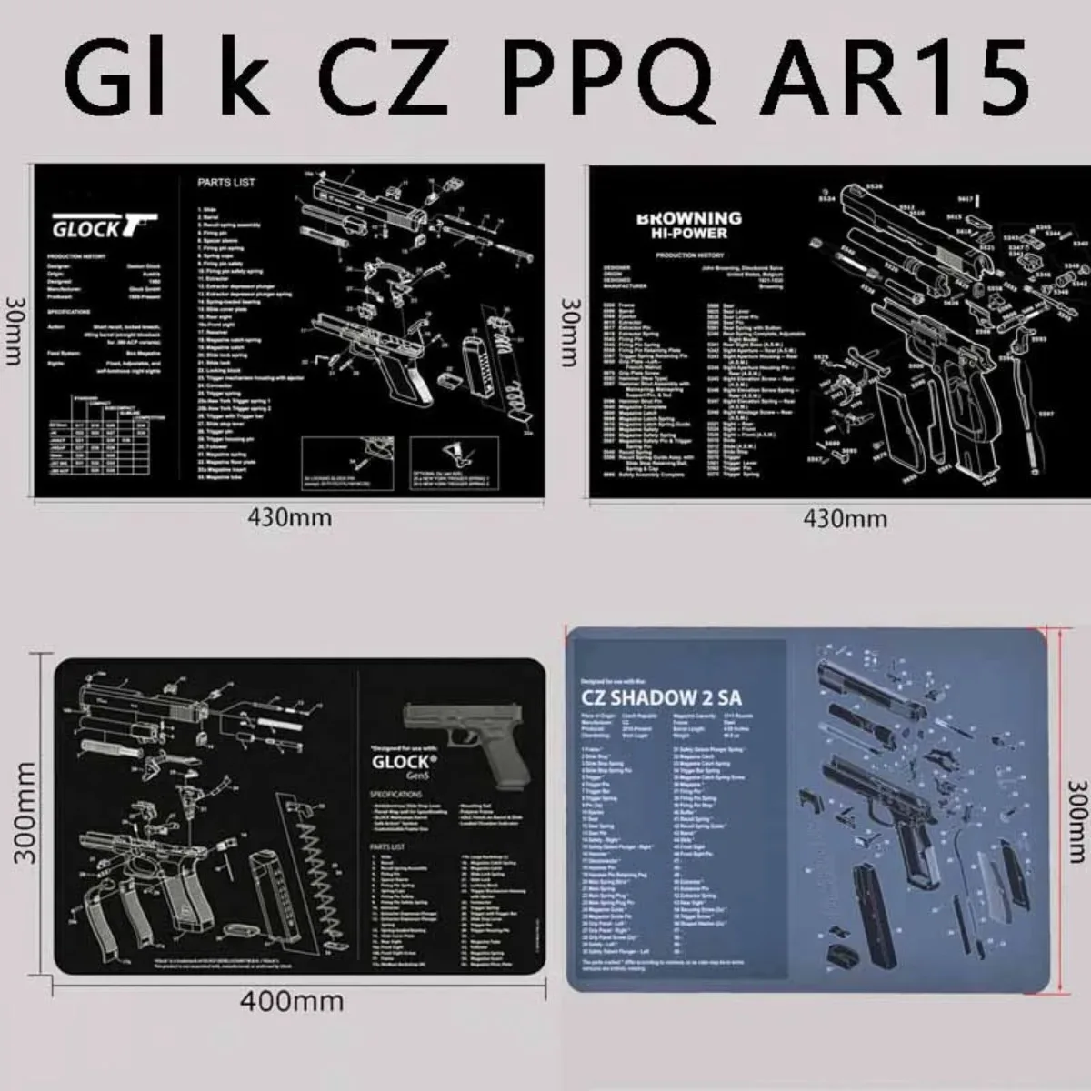 Estera de goma para limpieza de armas con instrucciones, estera de banco Armorist para CZ 75 gen5 Glcok Walther PPQ M & P SW MP CZ shadow 2 Airsoft - imagen 4