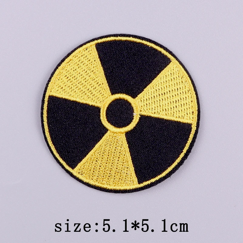 Parche bordado de radiación de planta de energía nuclear, parches termoadhesivos para planchar para ropa, insignias de costura/fusibles DIY - imagen 3