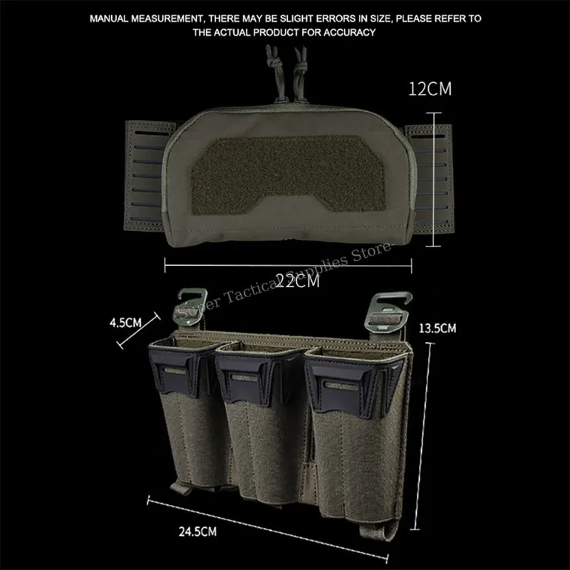 Bolsa táctica de administrador de 2a capa con bolsa Triple Mag multicalibre para M4 5,56 PCC 9mm mordazas Glock extendidas Aifs Soft placa frontal - imagen 3