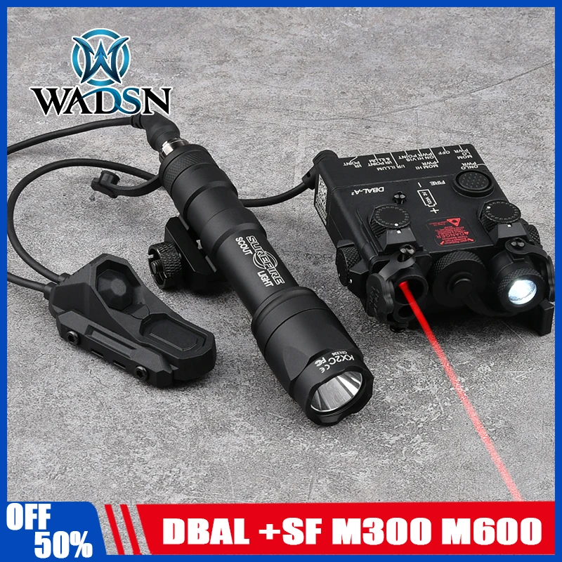 WADSN Nylon DBAL A2 linterna láser roja y verde M600 M600C luz de explorador AXON interruptor de presión de doble función Airsoft caza NO IR
