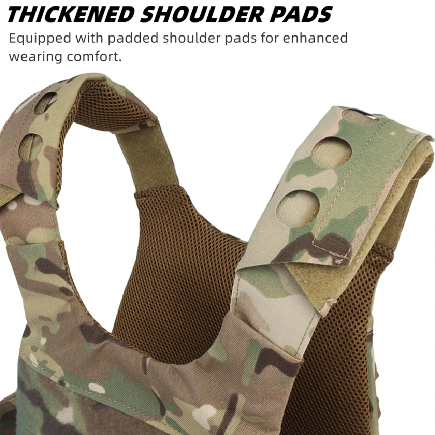 Portador de placa MOLLE de perfil bajo para adultos con faja de gancho y bucle, chaleco de seguridad con soporte elástico lateral para caza Airsoft - imagen 4