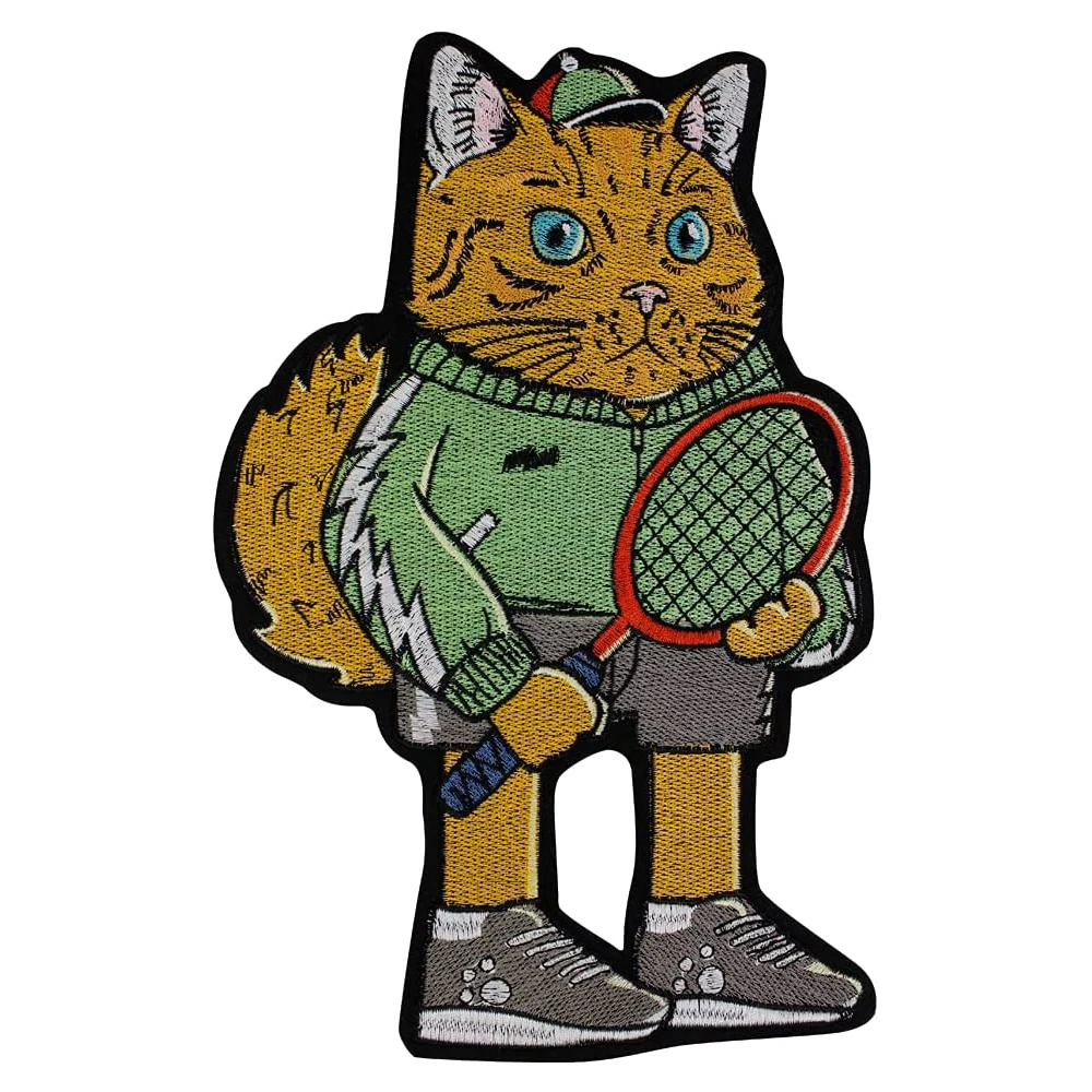 Parches bordados de atleta samurái japonés, gatos de gran tamaño, apliques para planchar, parte posterior de chaquetas, chalecos, accesorio de ropa, coser DIY - imagen 2