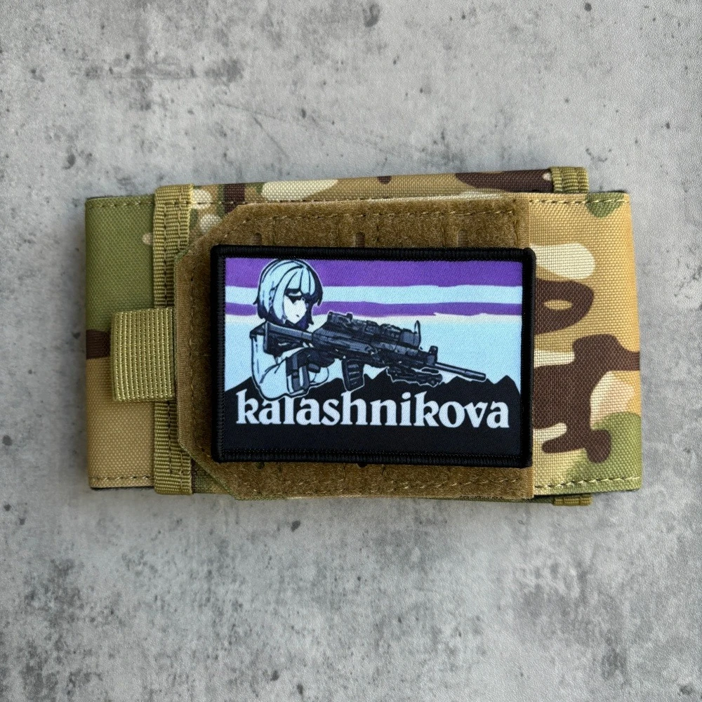 Parches de Meme de Chica de Anime Kalashnikova, parche de gancho y bucle, brazalete moral para chica, insignia de moral del ejército militar, pegatina para mochila táctica - imagen 2