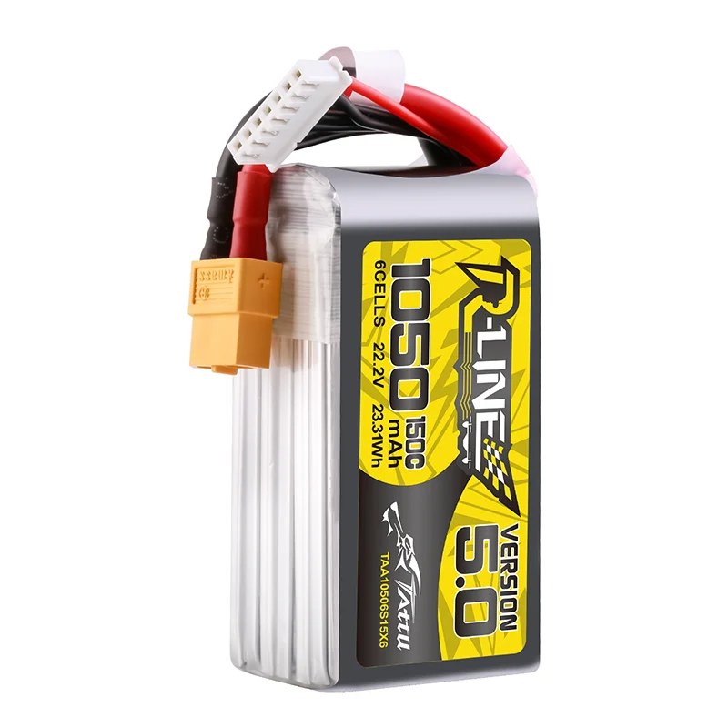 Batería LiPo TATTU-R-LINE 5,0 22,2 V 1050mAh 150C para helicóptero RC Quadcopter FPV Racing Drone, piezas con enchufe XT60 6S - imagen 4