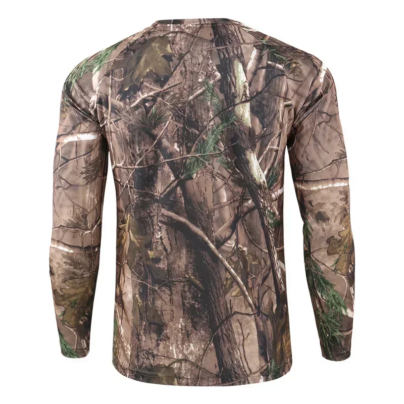 Camiseta con estampado de bosque de caza de camuflaje para deportes al aire libre, camiseta de manga larga para hombre, entrenamiento táctico de viaje, ropa de gran tamaño para niños - imagen 4