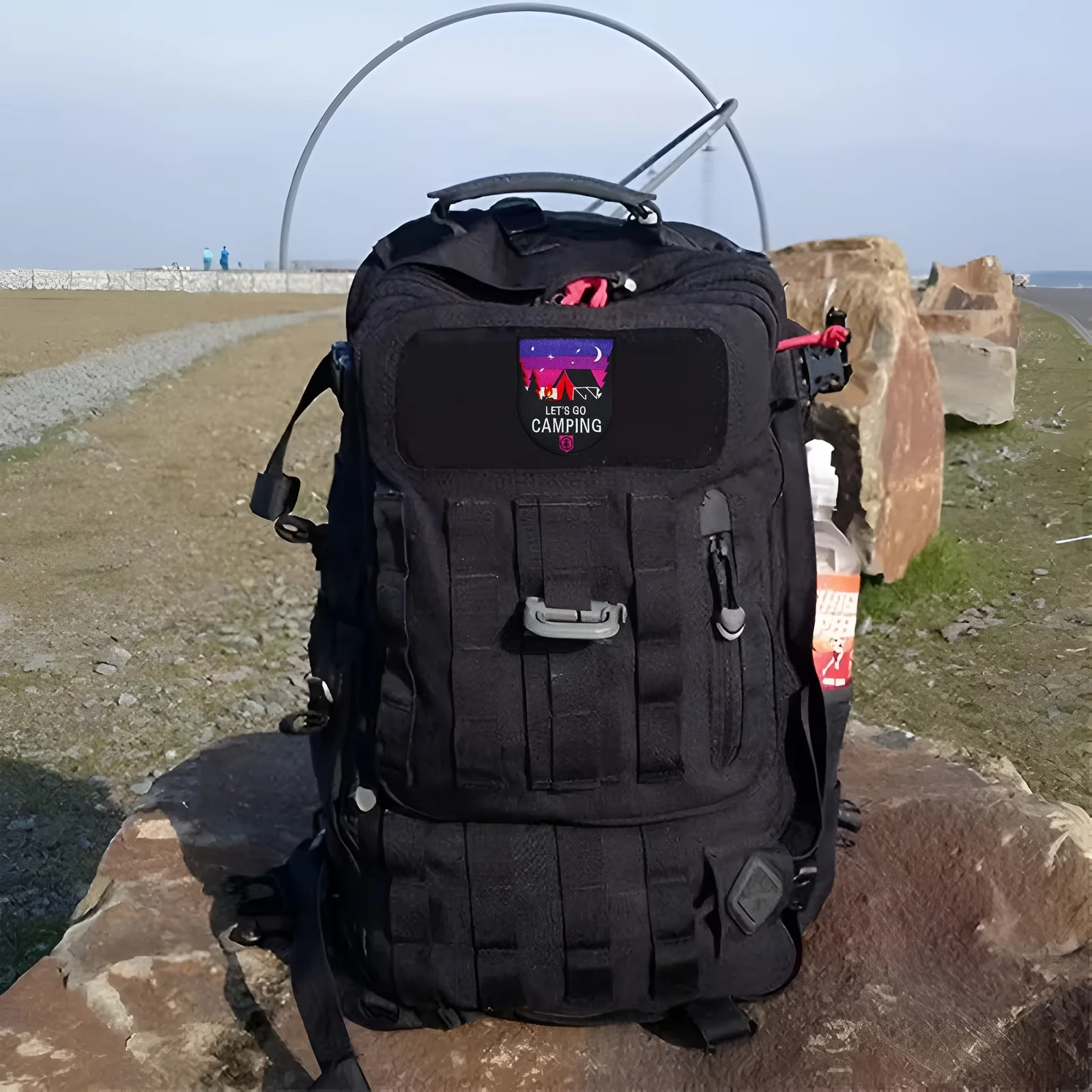 Let's Go tienda de campaña escena nocturna parche de Velcros aventura al aire libre cierre de gancho y bucle insignia bordada para mochila, chaqueta - imagen 3