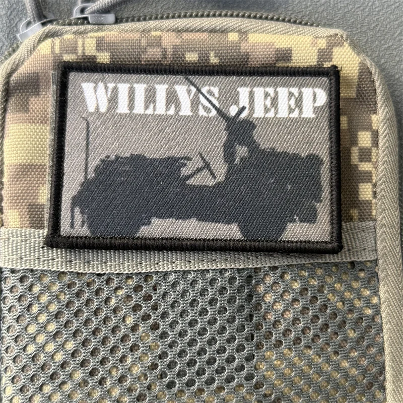Parche impreso "WWII Willys Jeep", insignia de moral táctica, gancho y bucle, mochila militar, ropa, pegatina decorativa, brazalete - imagen 4