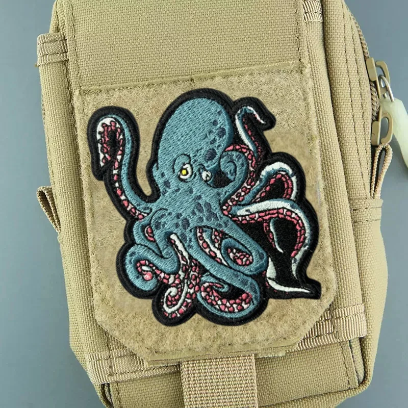 Parche bordado de pulpo para ropa, insignia de moral táctica, parches de gancho y bucle, pegatinas de accesorios para sombrero y mochila - imagen 4