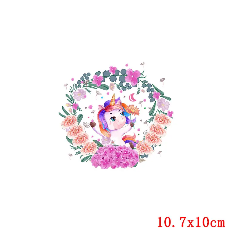 Transferencia de hierro DIY unicornio arcoíris transferencia térmica de calor parche para ropa chica de dibujos animados parches para planchar para apliques de ropa - imagen 5