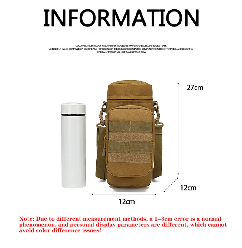 MOLLE-Bolsa de botella de agua táctica militar, Airsoft 600D, bolsa de agua para senderismo y caza al aire libre, accesorios - imagen 3