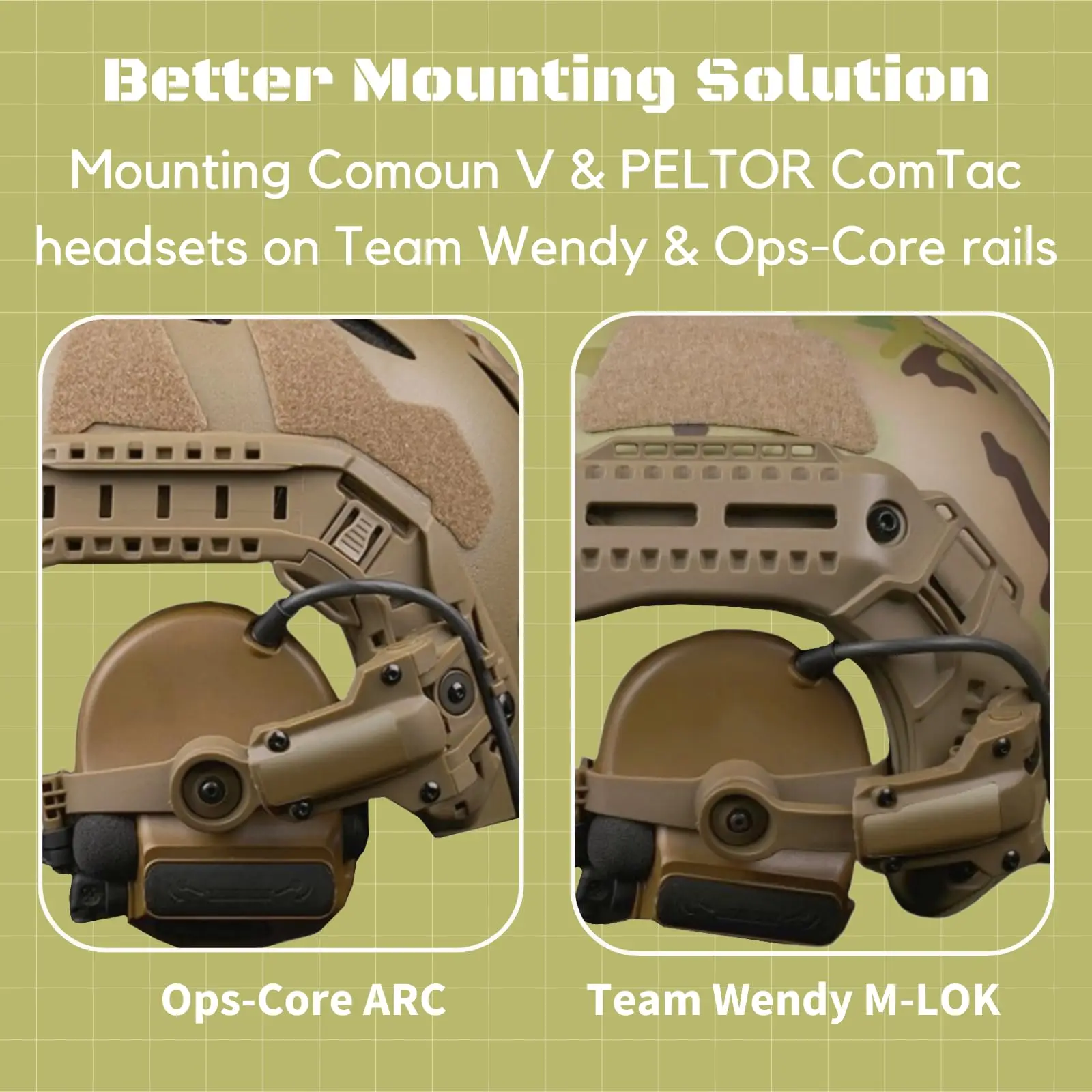 Casco táctico OPS CORE ARC/Wendy M-LOK adaptador de riel soporte para casco adecuado para accesorios de auriculares de tiro COMTAC III - imagen 5