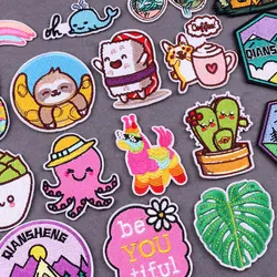 Parche de dibujos animados para planchar en la ropa de los niños, parches de cosas lindas para la ropa, parche bordado de rayas de animales DIY para la ropa