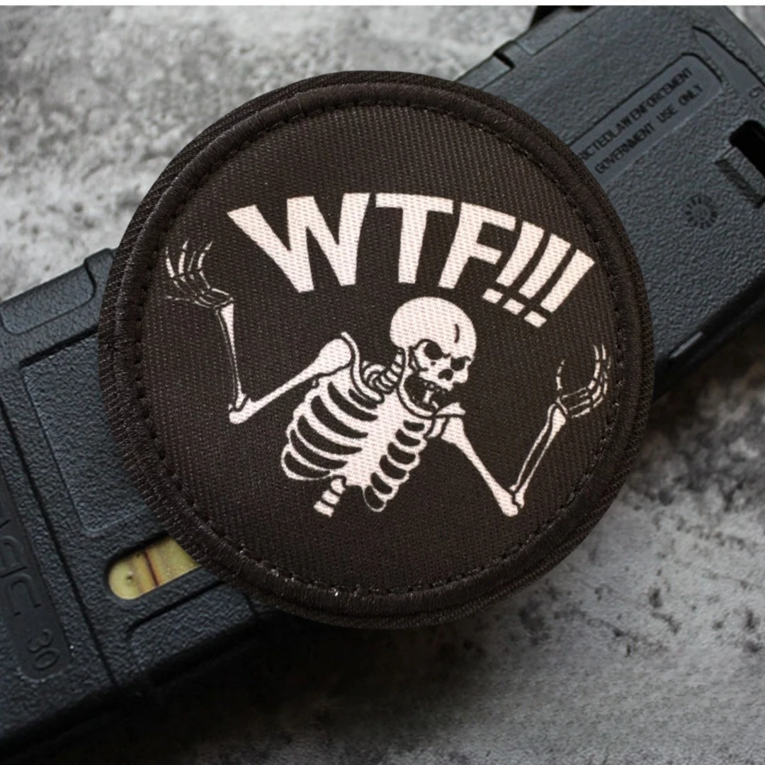 ¡WTF! Parche de insignia de moral de Calavera, brazalete táctico, pegatina impresa del ejército militar para mochila, parches de gancho y bucle - imagen 4