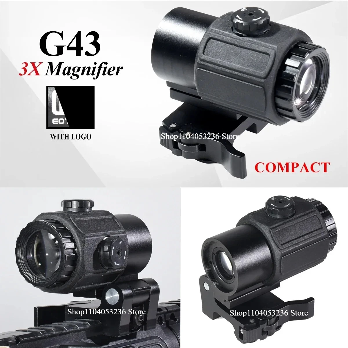 Mira táctica E * t * ch G33 G43 G45, lupa fija 3X 5X con desmontaje y volteo rápidos para colimador de caza Airsoft - imagen 5