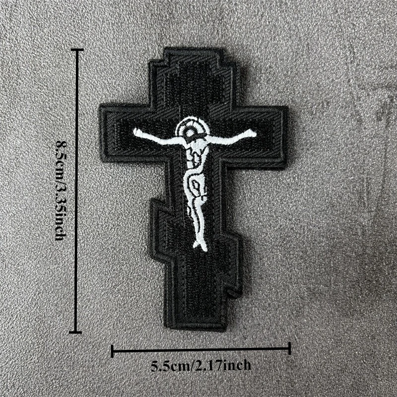 Parche de cruz de Jesús, insignias de moral táctica bordadas en la ropa, parches militares con gancho, pegatinas para mochila, brazalete - imagen 2