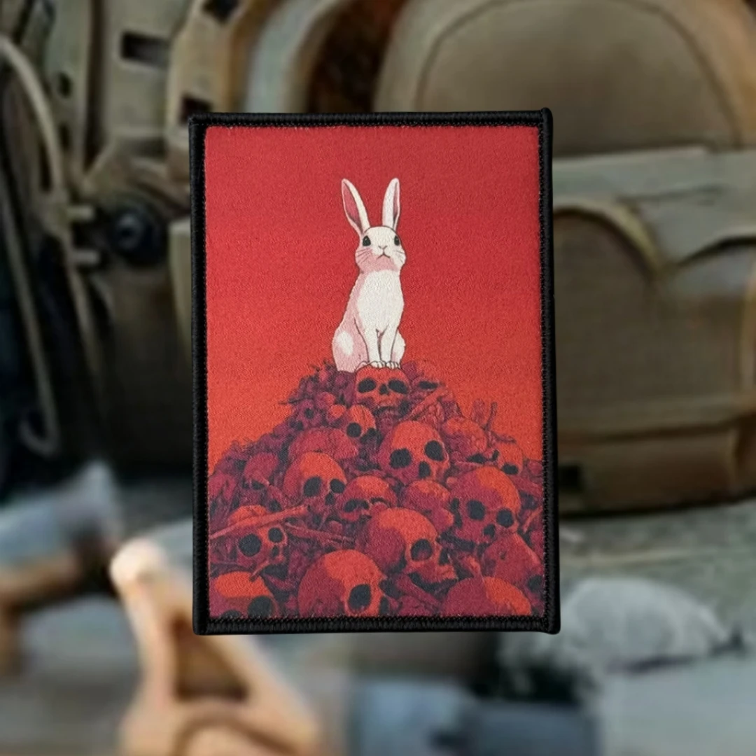 Parche de insignia de moral divertido "conejo esqueletos", emblema táctico militar, parches de gancho y bucle impresos para ropa, pegatinas para mochila - imagen 3