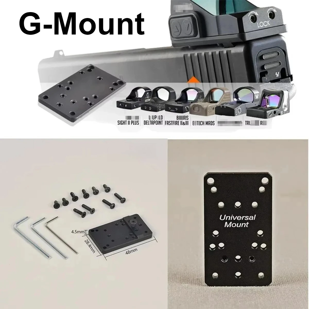 Base de placa de montaje de mira trasera táctica Universal, adaptador de alcance de punto rojo para Glock 17 19, pistola G17 para caza Caza - imagen 5