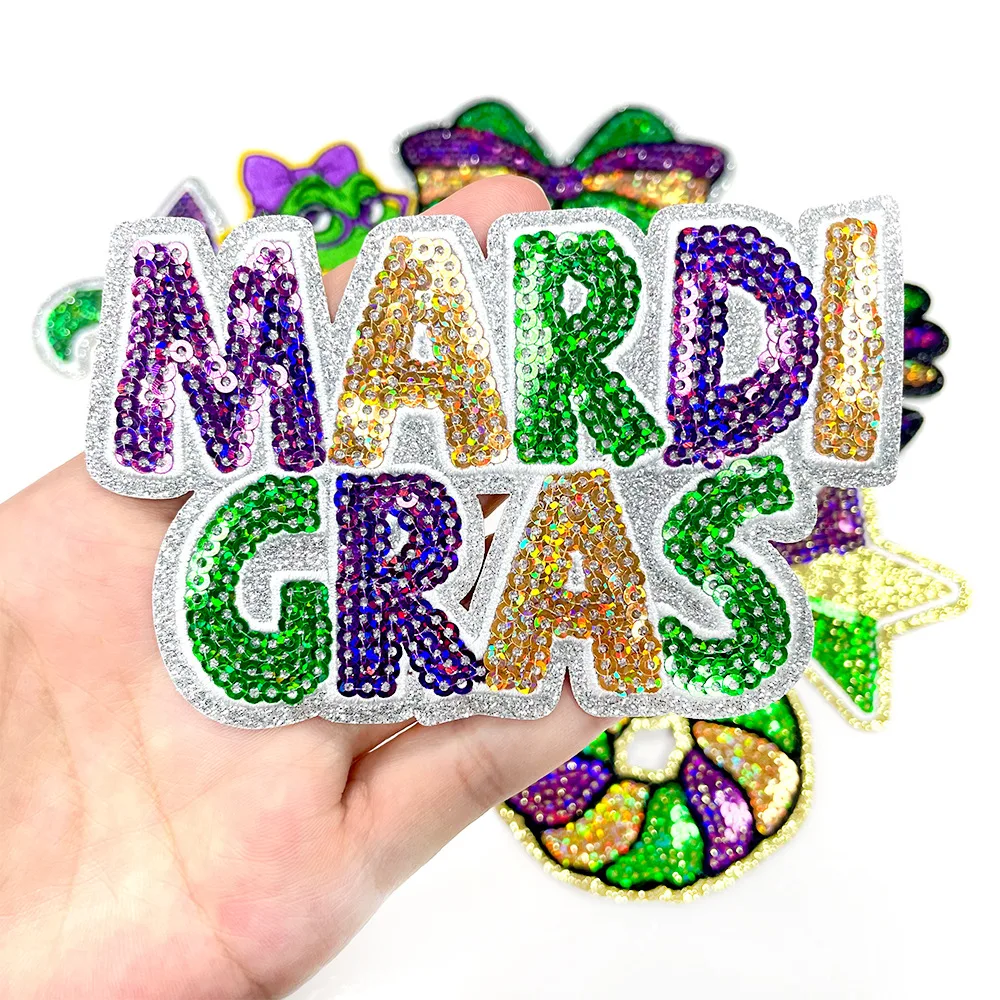 Parche bordado con plancha de Mardi Gras de Nueva Orleans, diseño de cuentas de máscara festiva para chaqueta, chaleco, insignia de celebración de fiesta, 2026 - imagen 3