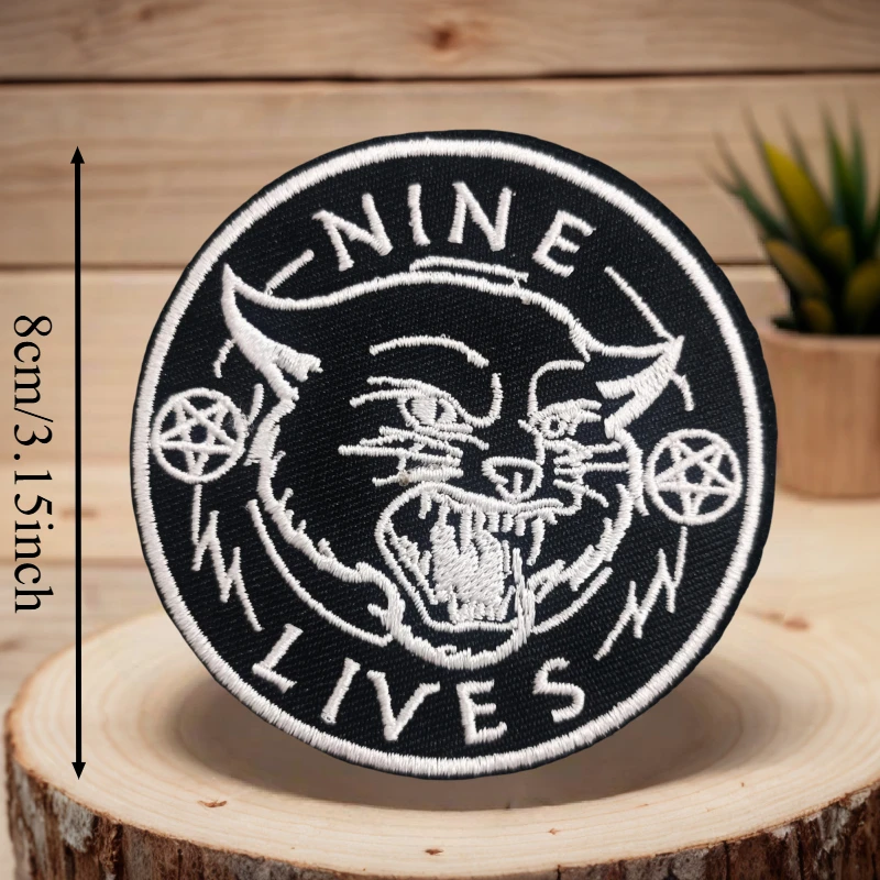Parche bordado de gato de nueve vidas, chaleco táctico, insignia de moral con gancho y bucle, pegatinas decorativas para mochila, parches para brazalete para ropa - imagen 3