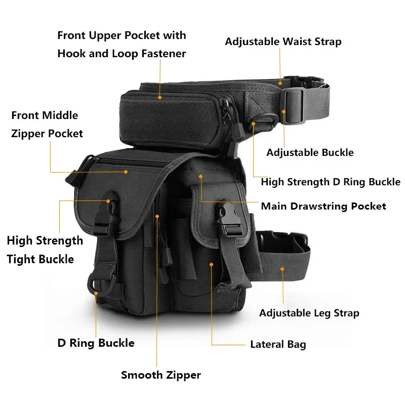 Bolsa táctica de nailon Molle para pierna, bolsa de alcance para pistola, paquete de cintura impermeable, accesorios de ciclismo y caza al aire libre - imagen 4