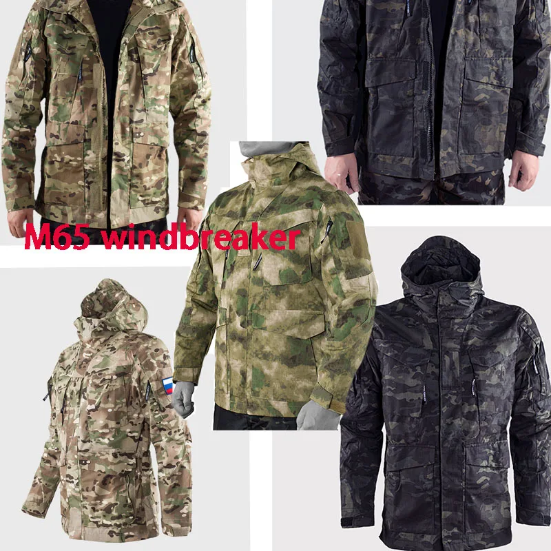 Gabardina táctica M65 abrigo de camuflaje traje de asalto impermeable y resistente al viento al aire libre AT-FG ruinas verde - imagen 3