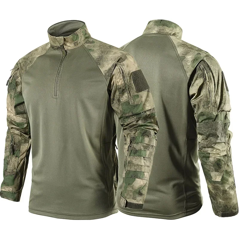 Trajes tácticos de camuflaje Ruins para hombre, conjuntos de camisetas de entrenamiento, pantalones Cargo resistentes al desgaste con múltiples bolsillos, ropa de caza de francotirador de soldado, 2 uds. - imagen 3