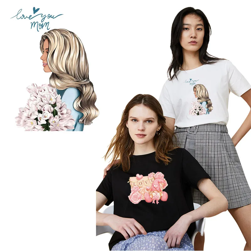 Parches de transferencia térmica de princesa para niña, parches de transferencia termoadhesiva de flores para ropa, pegatinas térmicas de Perfume DIY para ropa - imagen 4