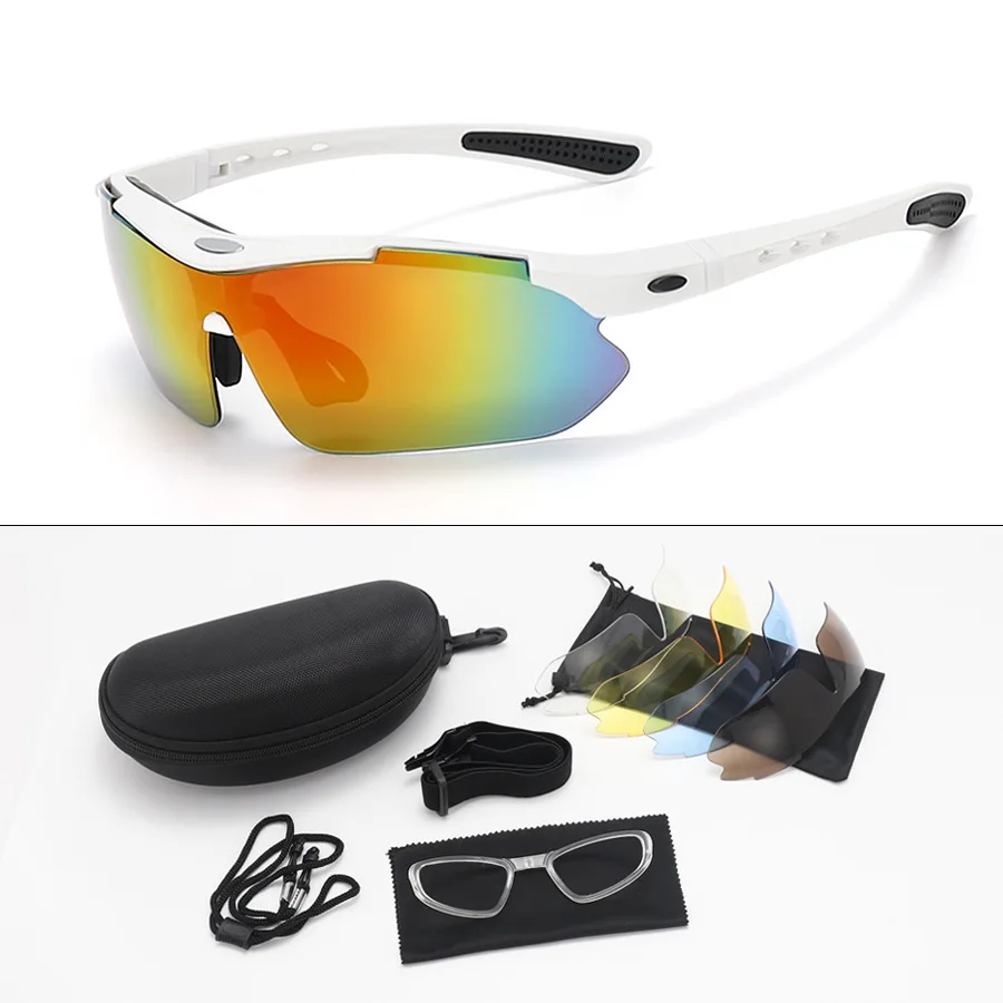 Juego de 5 lentes polarizados tácticos para hombre, gafas protectoras de seguridad para deportes al aire libre, a prueba de viento y polvo, escalada, novedad - imagen 3