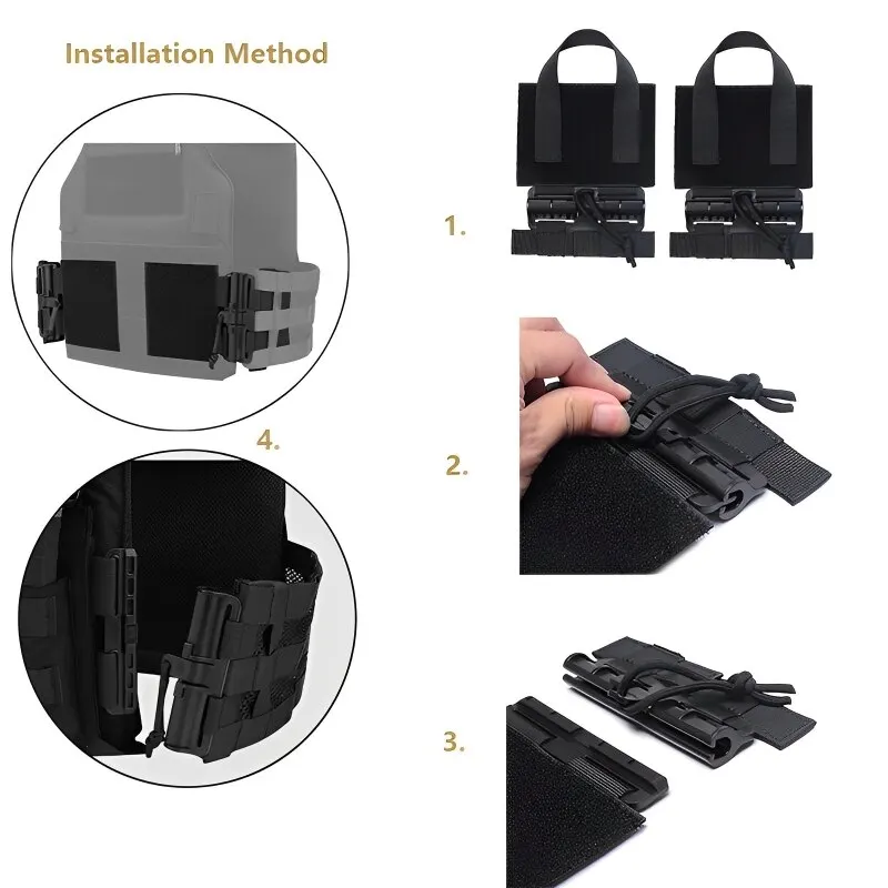 Juego de 2 hebillas de liberación rápida de nailon MOLLE táctico, correas de faja de cinturón lateral Molle de ajuste rápido para chaleco de caza JPC CPC NCP XPC 420 - imagen 4