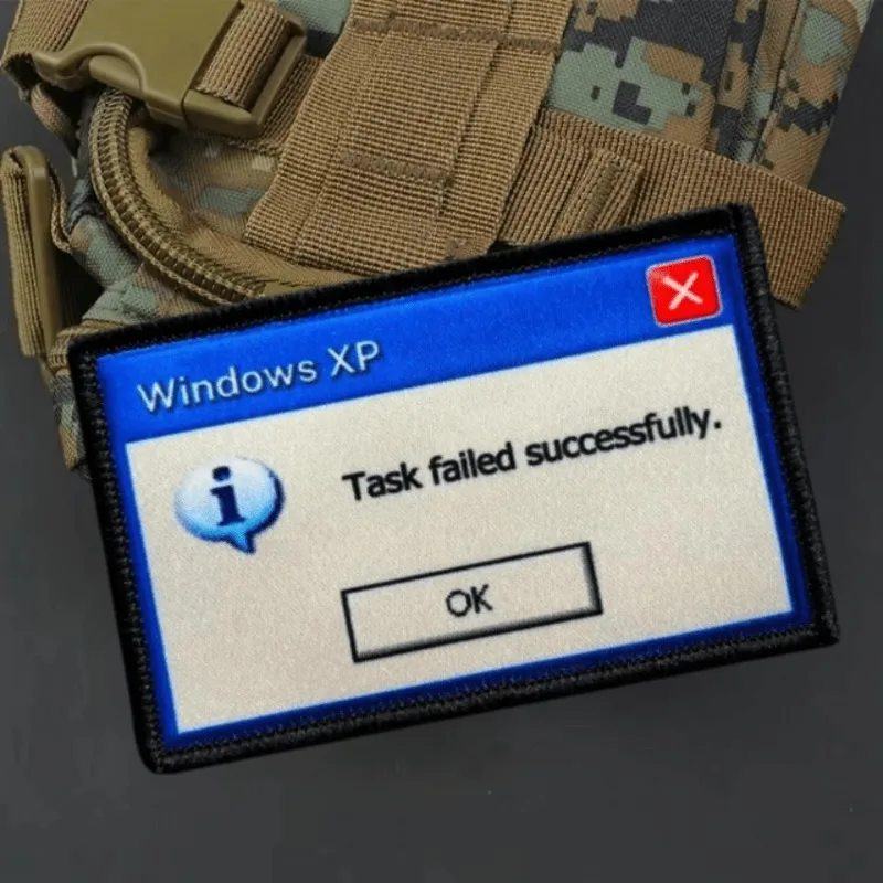 Parche táctico de moral "Task Failed con éxito", sujetador de gancho y bucle, insignia de ventana emergente divertida, brazalete, pegatinas para mochila militar - imagen 2