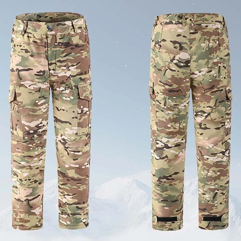 Nuevas chaquetas acolchadas de invierno, pantalones Cargo, pantalones cálidos informales con múltiples bolsillos para hombre, trajes de combate de invierno, abrigos de trabajo tácticos de camuflaje - imagen 2